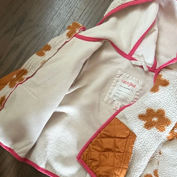 Cat & Jack Floral Sherpa Jacket with Pink Zipper 3t - Picture 3 of 3